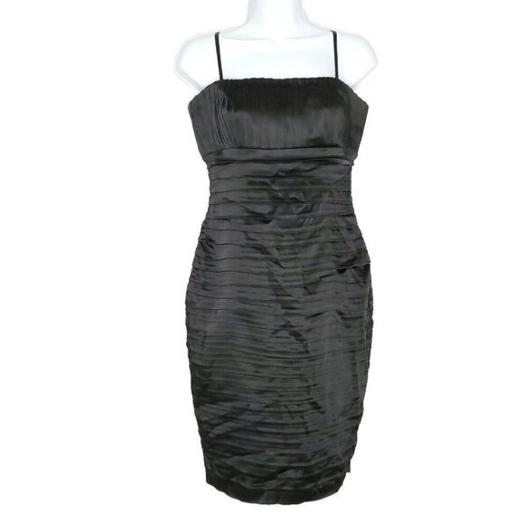 Calvin Klein Black Dress Sz 4 Cocktail Party Evening Ruched Pleats Strapless - Picture 1 of 6